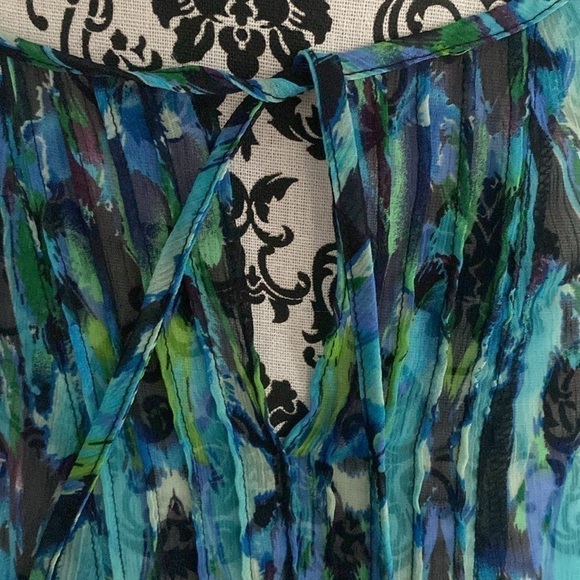 Express ikat print top size XS blue green teal relaxed beachy vibe - Picture 10 of 14